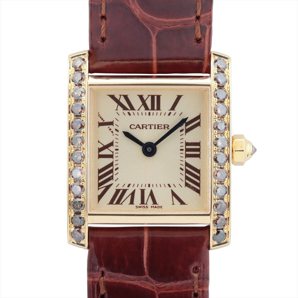 Cartier Tank Franchise SM WE103831 YG  Leather QZ Champagne  Tape