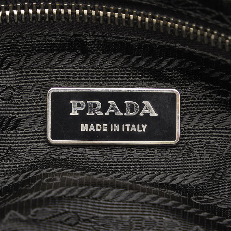 Prada Triangle Logo  Handbag Torch Bag BR1554 Black Nylon Leather  PRADA