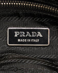 Prada Triangle Logo  Handbag Torch Bag BR1554 Black Nylon Leather  PRADA