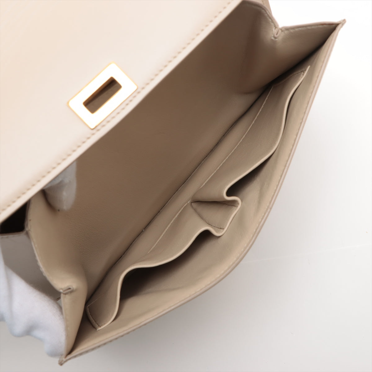 Celine Classic Box Leather Shoulder Bag Beige