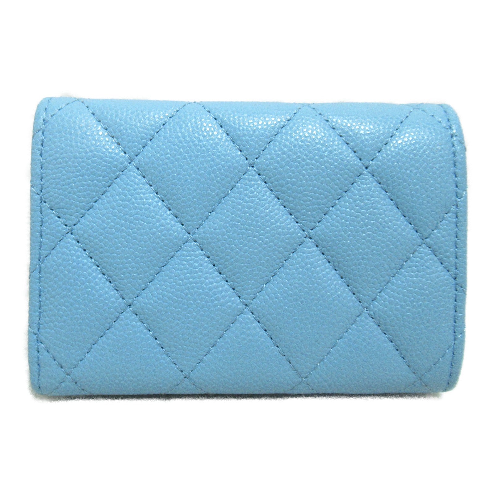 Chanel Three Fold Wallet Three Folded Wallet Caviar S (Green )  Blue