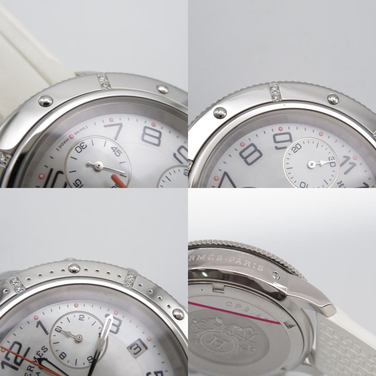 Hermes Hermes Clipperer Diver Chronograph Diamond-Bezel  Watch Stainless Steel Lavender Men White S CP2.430