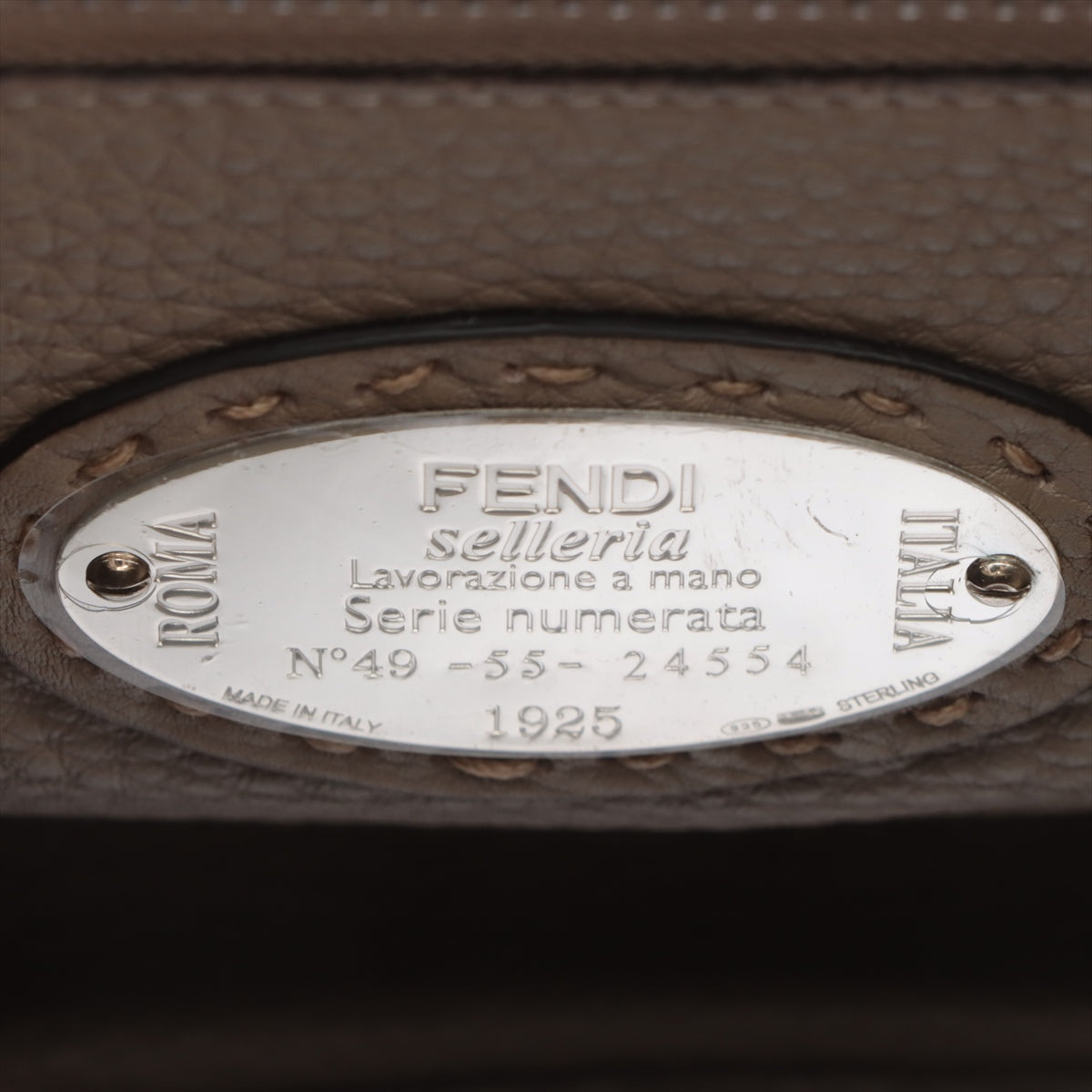 Fendi Peekaboo Regulator Selleria Leather 2WAY Handbag Grey 8BN290