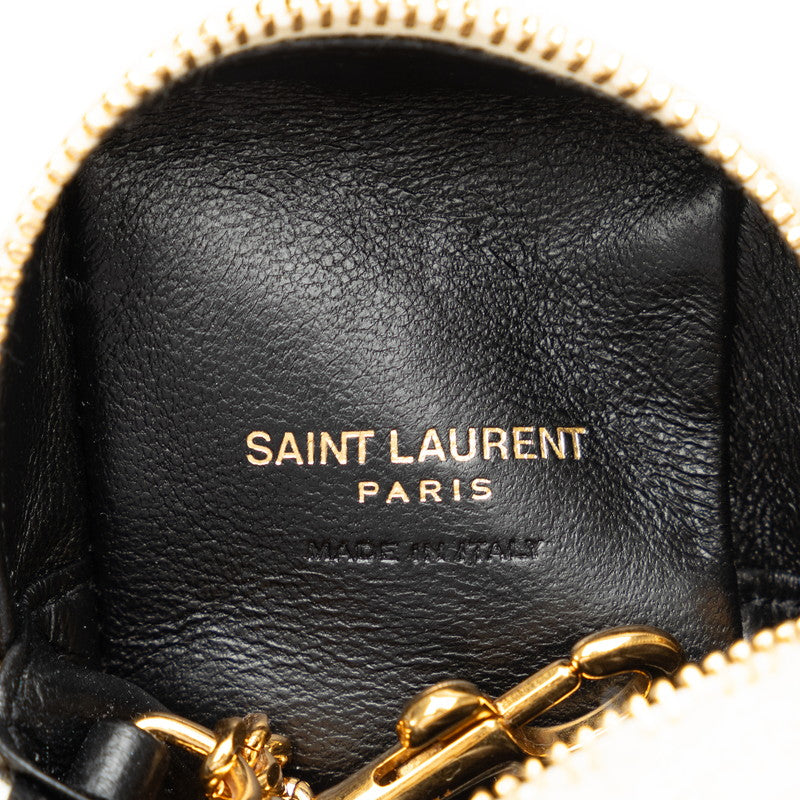 Saint Laurent Jamie Cube 手包吊飾 669964 白色黑色帆布皮革 Saint Laurent