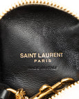 Saint Laurent Jamie Cube Pouch Charm 669964 White Black Canvas Leather  Saint Laurent