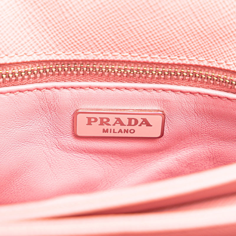 Prada Logo Saffiano Chain Shoulder Bag 1BD009 Pink Leather  Prada