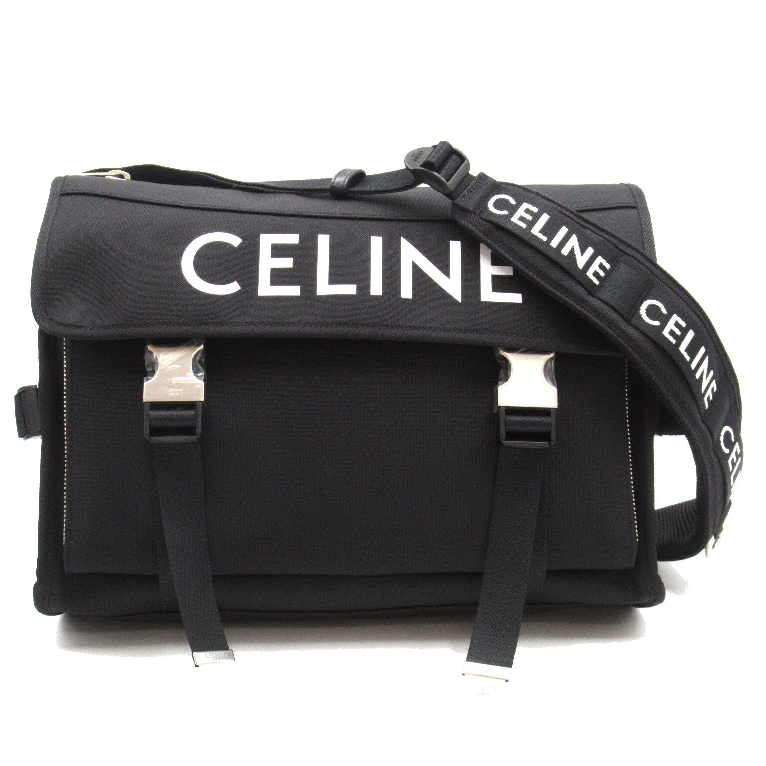 Celine Celine Tracg Cross Body Bag Messenger Bag Nylon   Black  198712DMT38SI