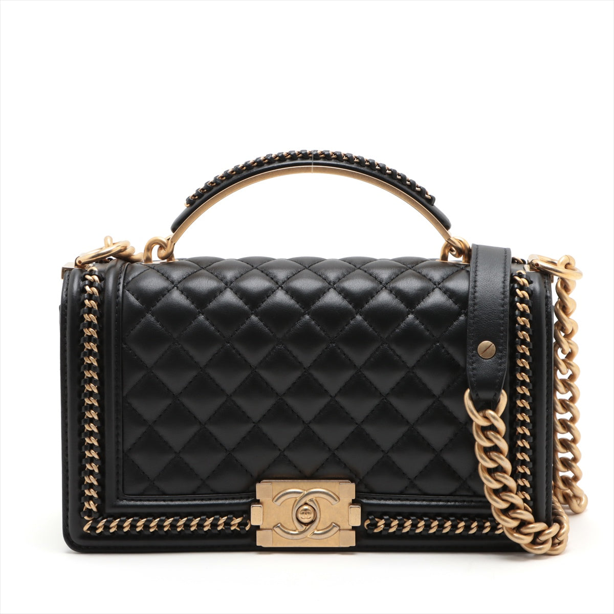 Chanel Boy Chanel  Chain Shoulder Bag Black G