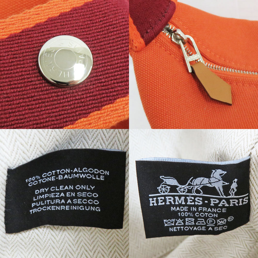 Hermes Bride Abrak PM Handbag Portefolio Orange Silver G  Canvas H Natte
