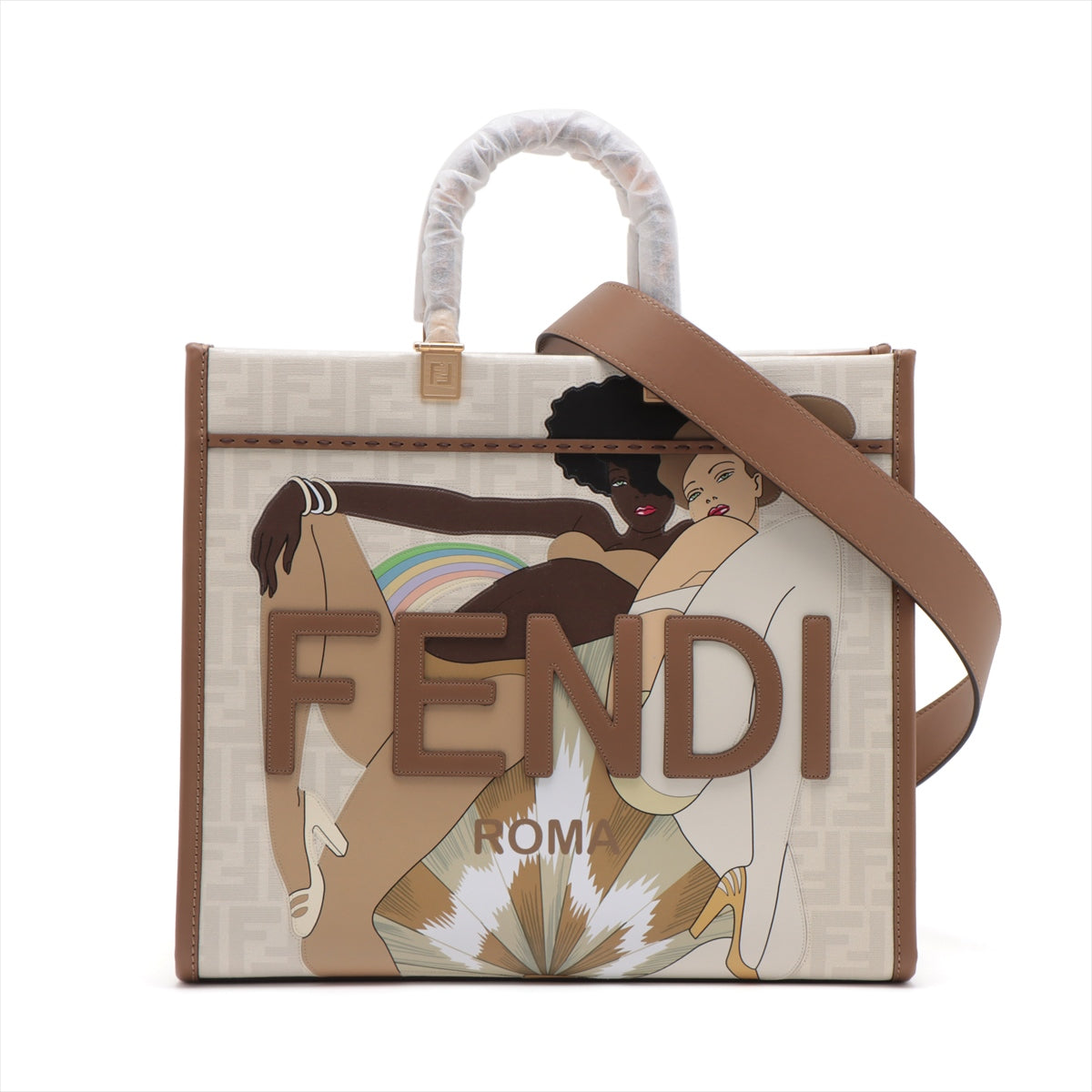 Fendi Sunshine PVC  Leather 2WAY Handbag Multicolor 8BH386
