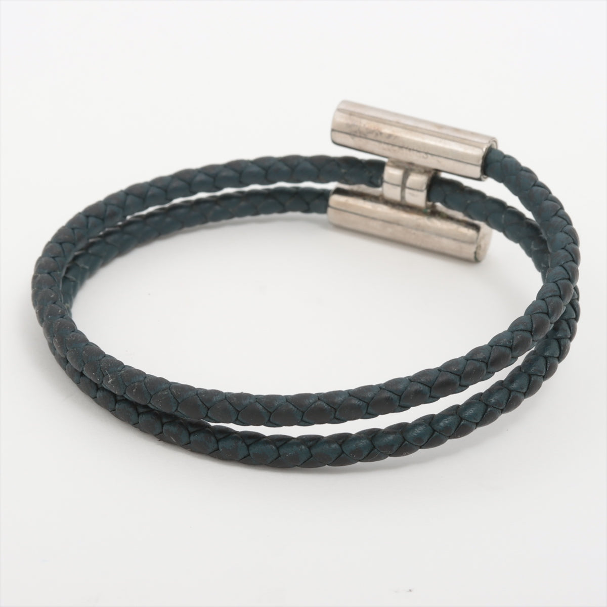 Hermes Turni Tracey Bracelet GP Leather Silver× Navy