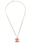 Chanel CC Chain Pendant Necklace Gold Pink 01A