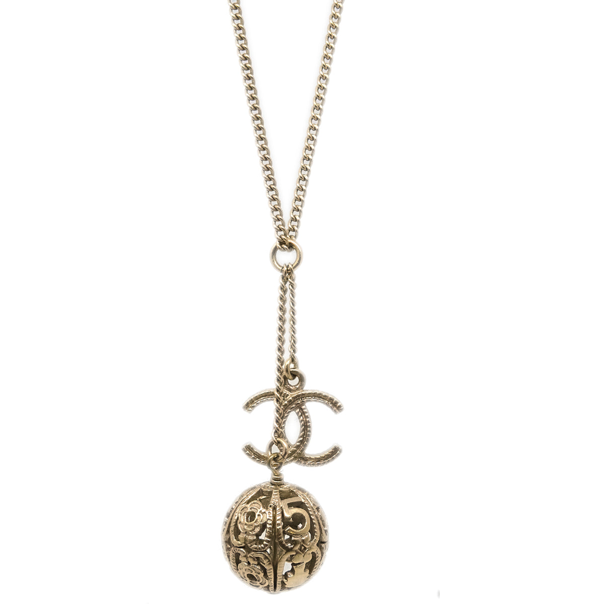 Chanel CC Chain Pendant Necklace Gold 06P