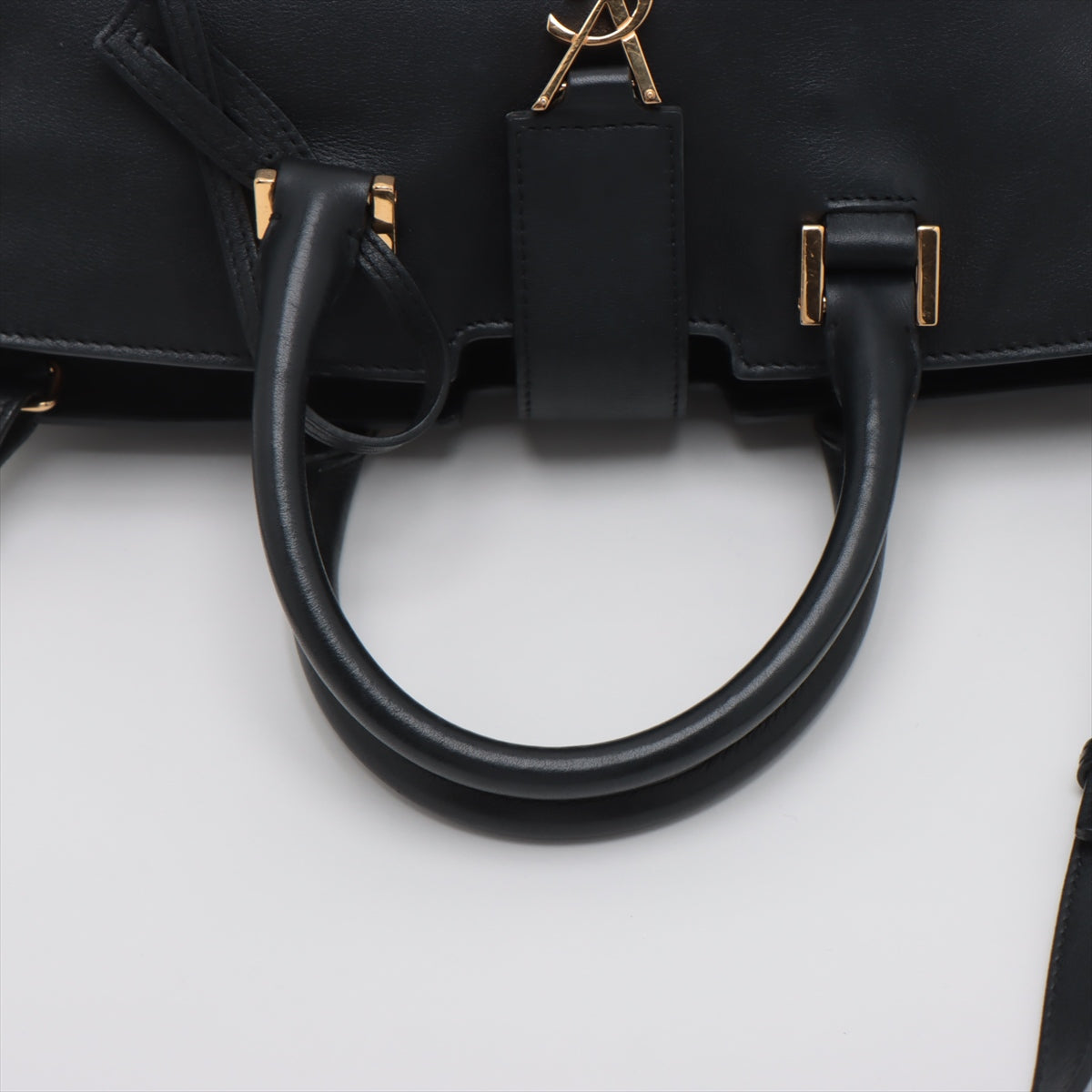 Saint Laurent Cabas Leather 2WAY Handbag Black 424869