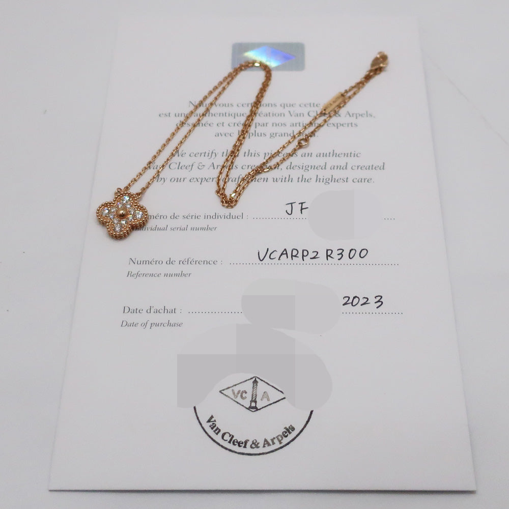 Van Cleef &amp; Arpels Van Cleef &amp; Arpels Vintage Alhambra Necklace VCARP2R300 Diamond K18 Pink G Jewelry