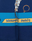 Hermes Carré 90 CARNETS DE BAL Ball Manual SCalf Blue Multicolor Silk  Hermes