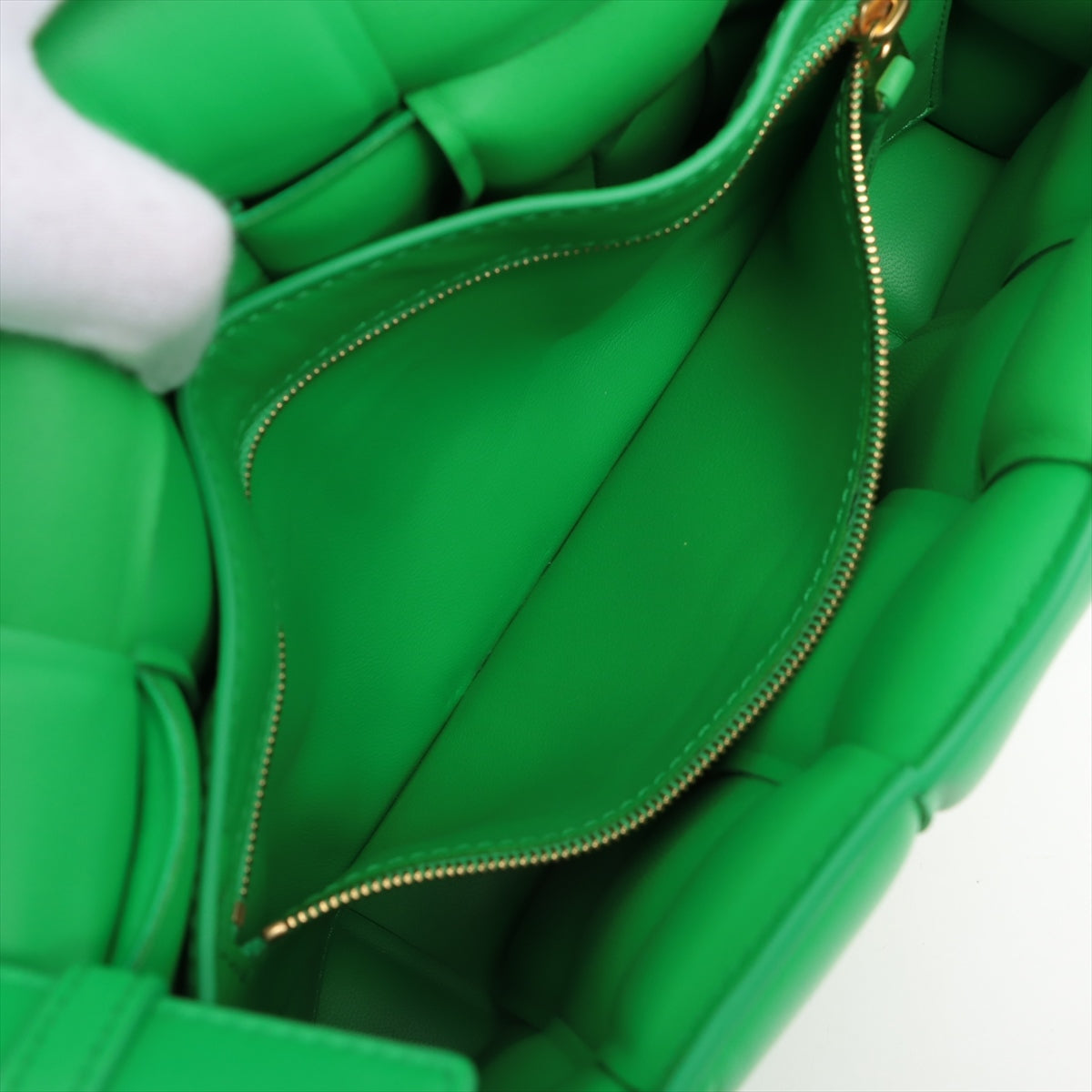 Bottega Veneta Maxine Inchart Padette Leather Shoulder Bag Green