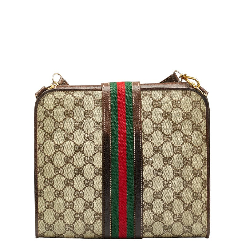 Gucci GG Plus Sey Line Shoulder Bag Beige Brown PVC Leather  Gucci Ginco Gucci
