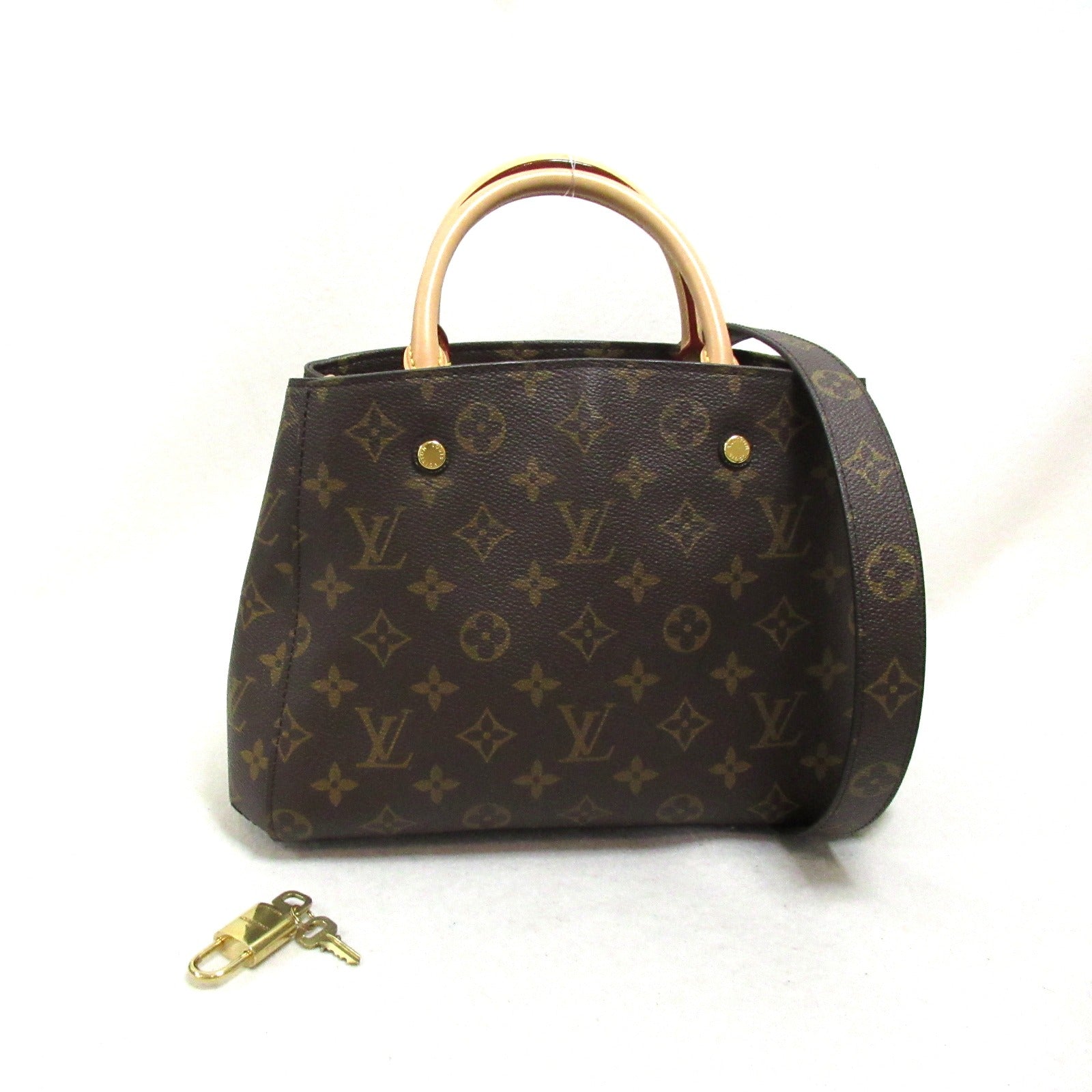 Louis Vuitton Montaigne BB  Bag Tote Bag PVC Coated Canvas Monogram  Brown M41055