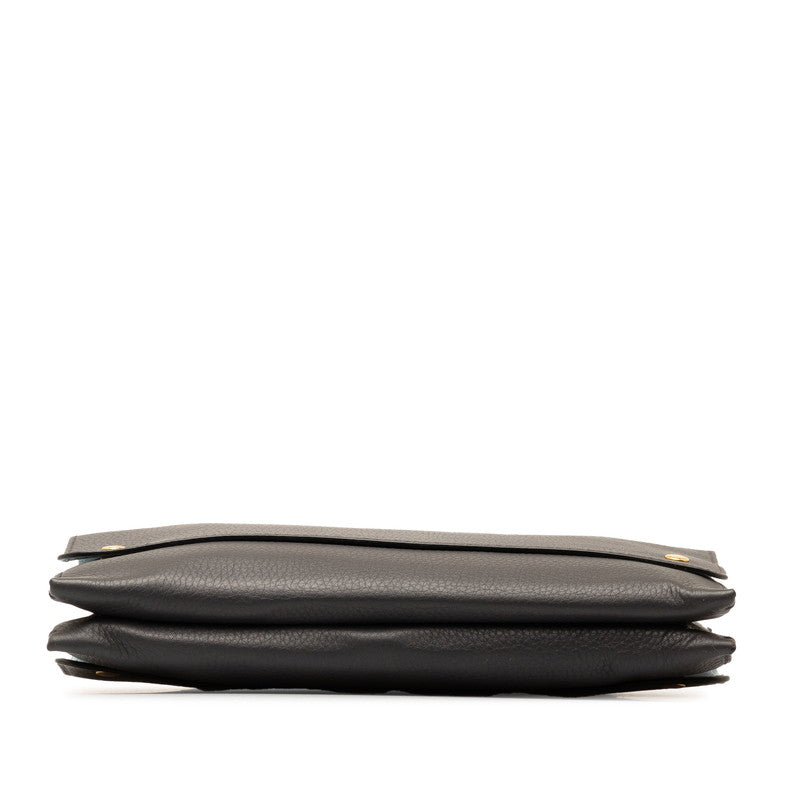 Burberry Logo Shoulder Wallet Shoulder Bag Black Leather