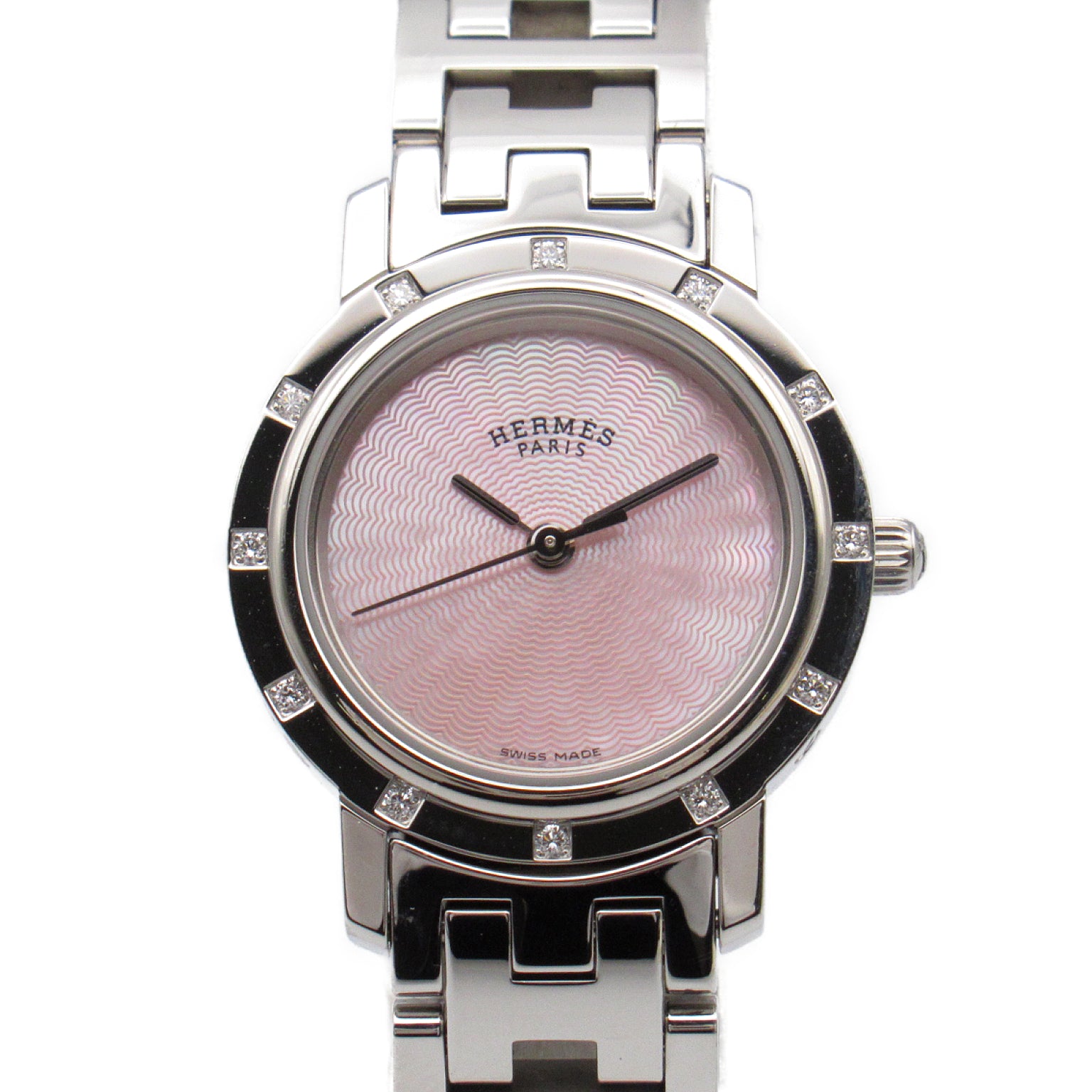 Hermes Hermes Clapper Neckle  Watch Stainless Steel  Pink S CL4.230