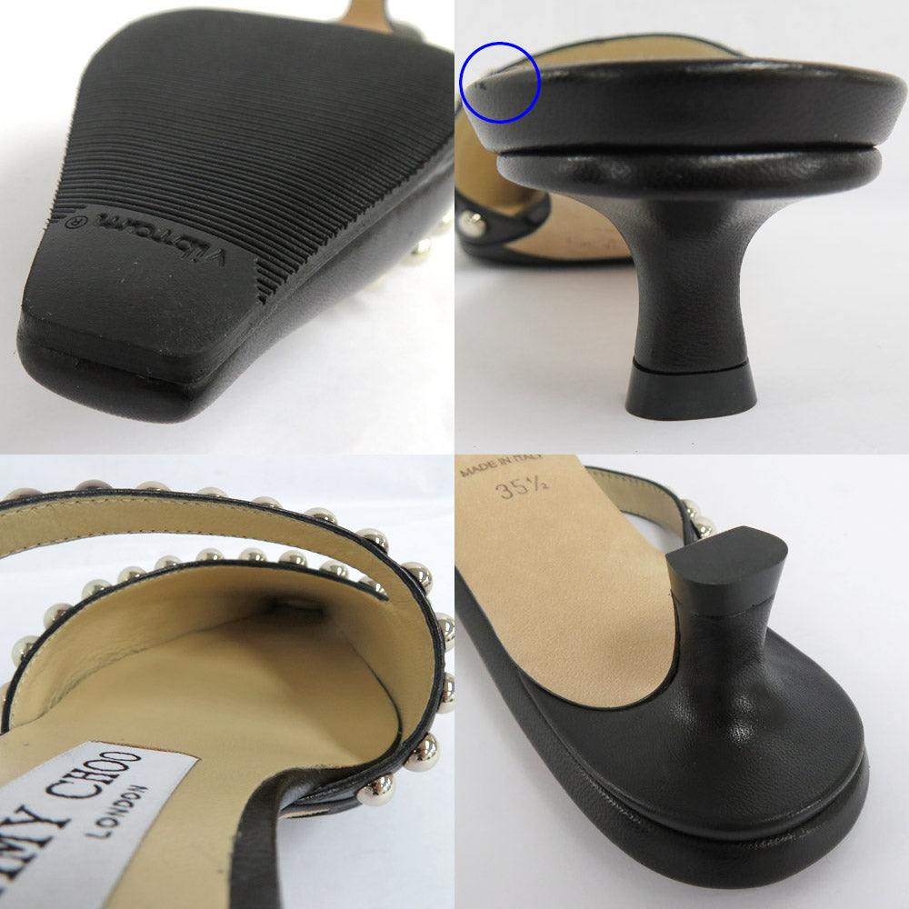 Jimmy Choo Jimmy Choo Ros 35 Stands Mould Leather Pumps 35.5 About 22.5cm Black Square Shoes Shoes