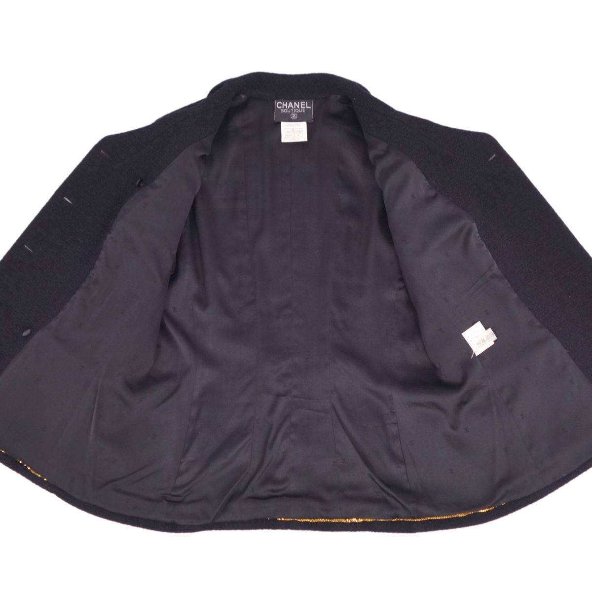 Vint Chanel 95A  Dress Jacket Shirt Coco Button French Made  46 (equivalent to XL) Black