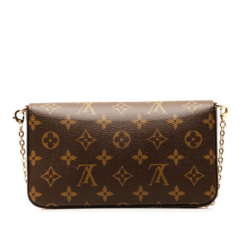 Louis Vuitton Monogram Pochette Felice Chain Shoulder Bag M81896 Brown Fuschia PVC Leather  Louis Vuitton