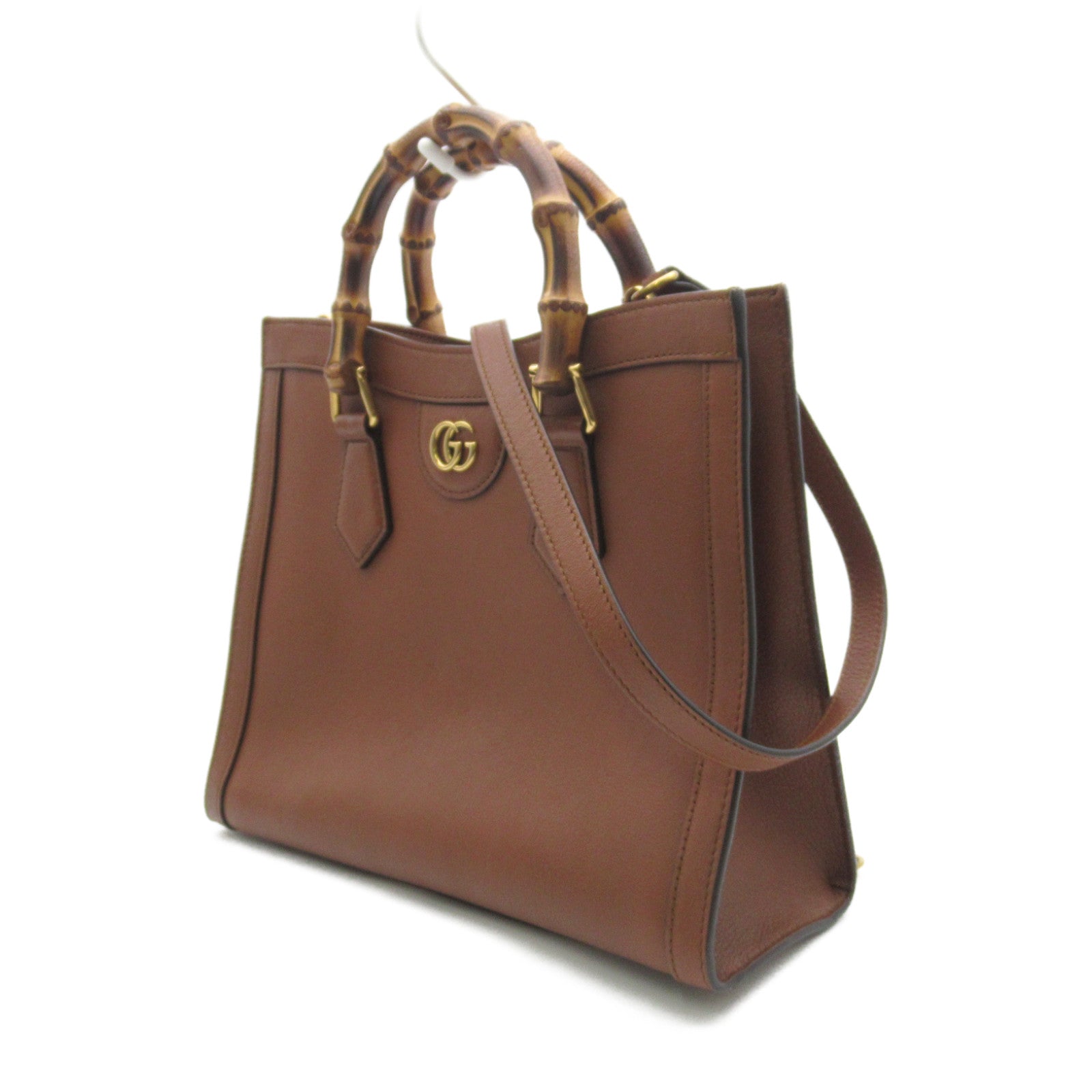Gucci Bamboo 2W Handbag Leather  Brown 660195