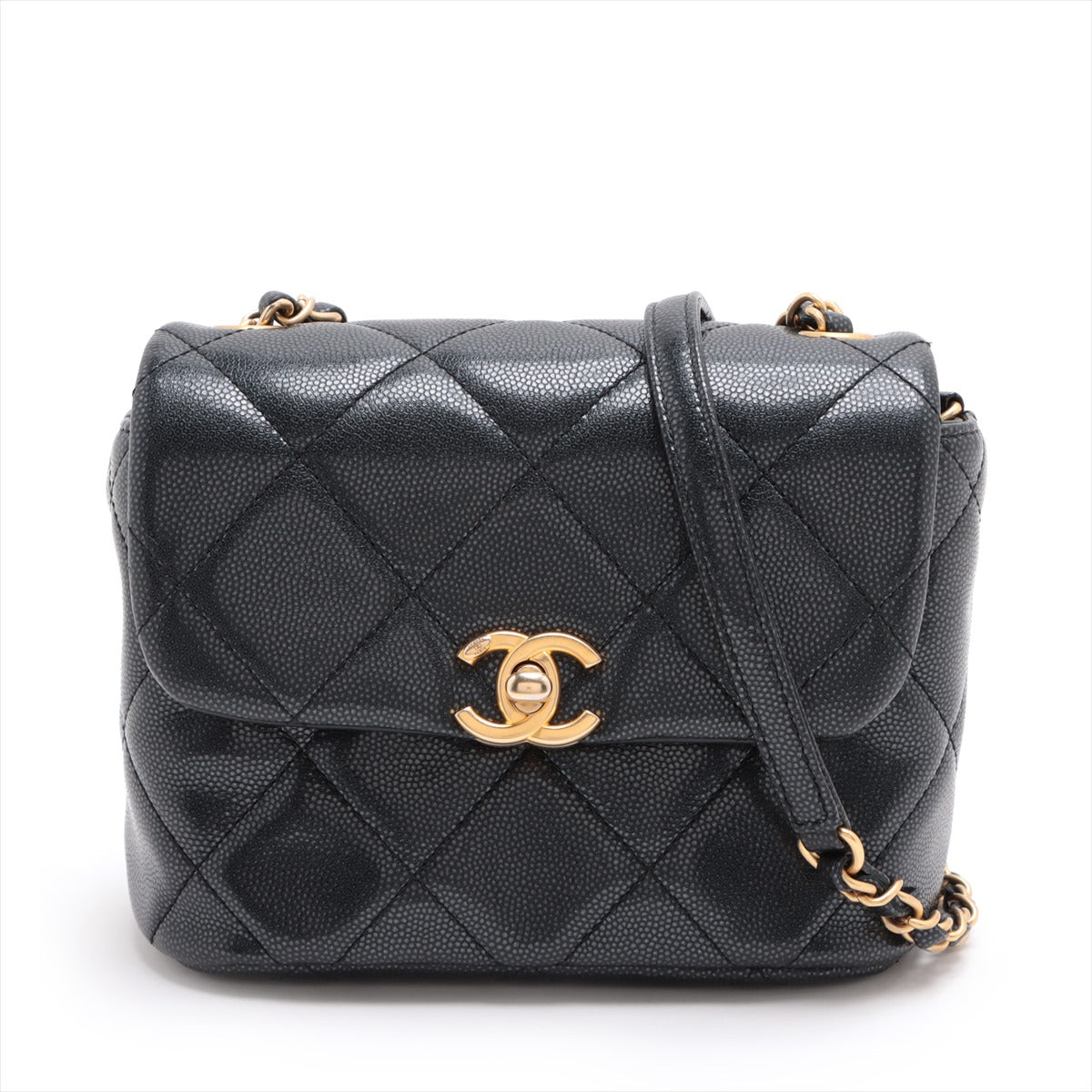 Chanel Mini Matrasse Caviar S Single Chain Bag Black G Gold