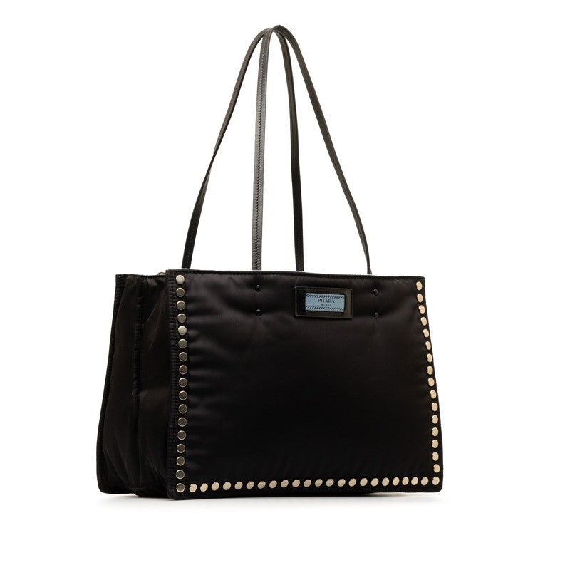 Prada Loveel Stands Handbag Tote Bag 1BG122 Black Nylon Leather  Prada