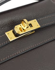 Hermes Brown Evergrain Kelly Pochette Handbag