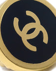 Chanel 2000 Gold & Black 'CC' Button Earrings