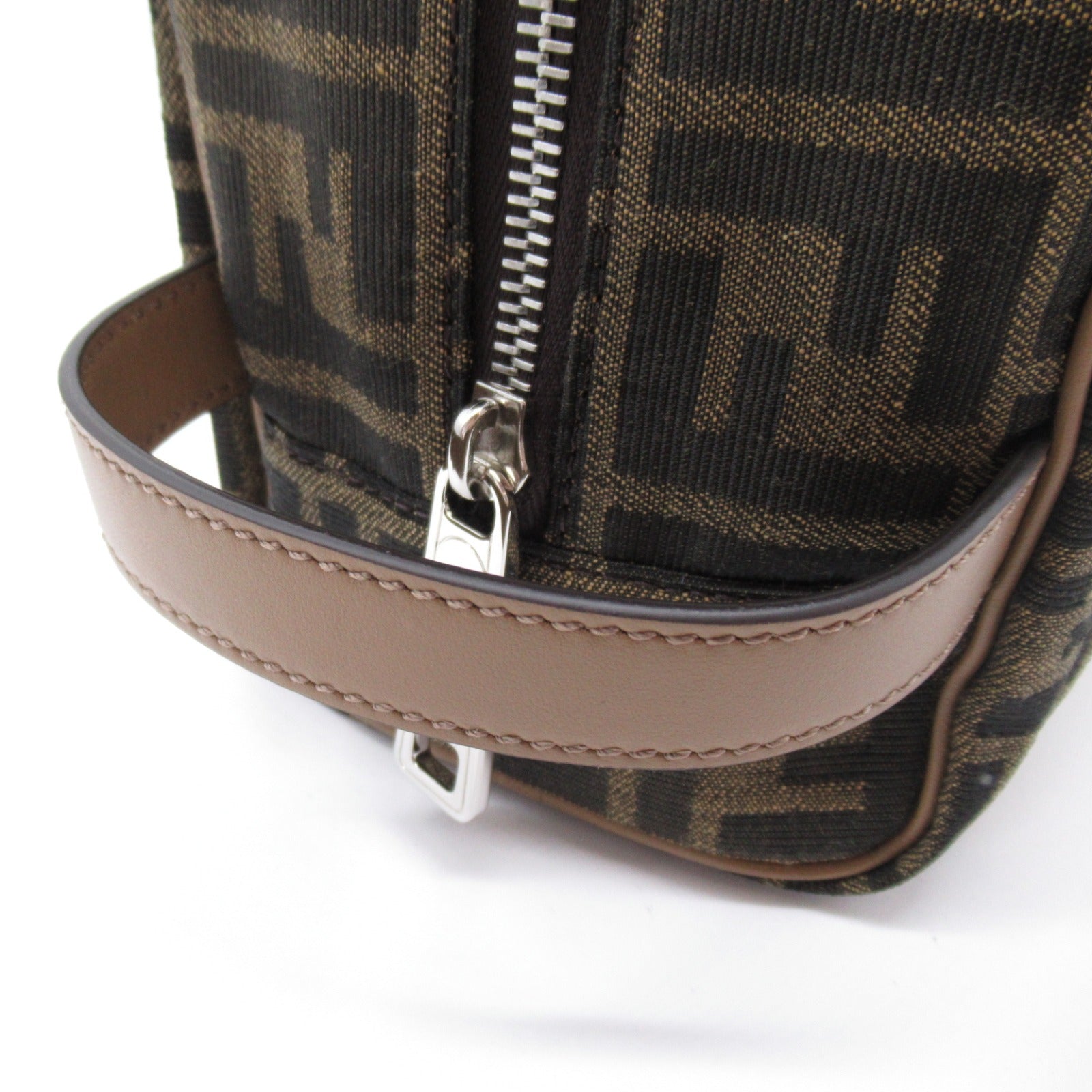 Fendi Fendi FF Jacquard Pouch Bag Fabric   Brown 7N0141ALWKF1HRM