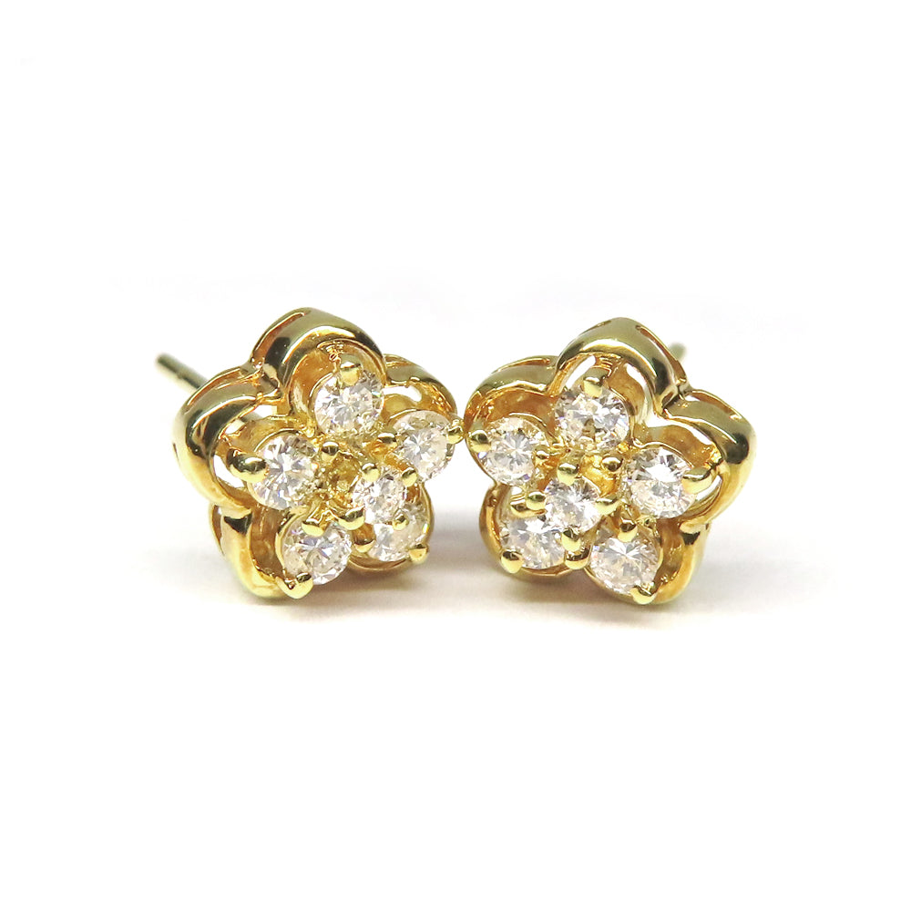 Ponte Vecchio Piedras Flower Motif Flowers 750YG K18 Yellow G Diamond 0.185ct 1st  Jewelry Accessories Cleansed