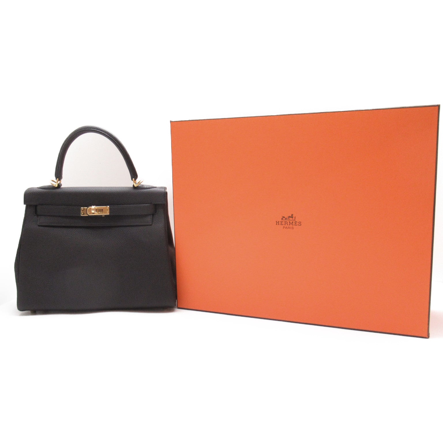 Hermes Kelly 25 Black Handbag Handbag Handbag TOGO LADY BLACK
