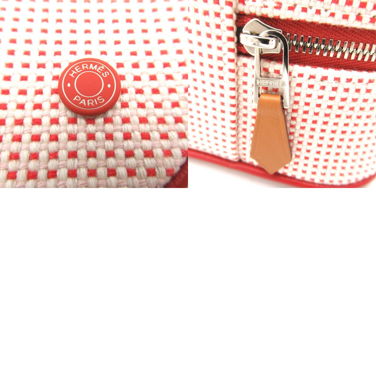 Hermes Escarl Pouch Bag Linen Tual Ash  &#39;s Red