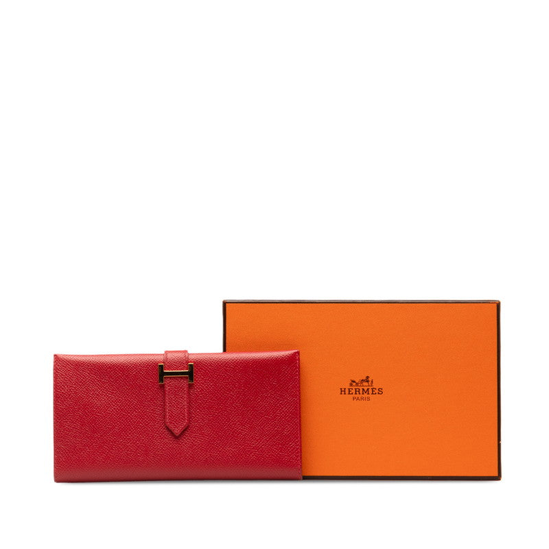Hermes  Classic Long Wallet Red G Epsom  Hermes