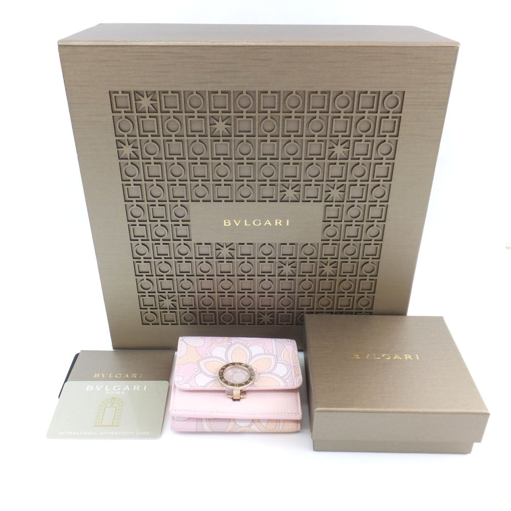 Bulgari Primavera Mini Wallet Japan Limited Three Fold Wallet Pink Pink Gold Gold  Logo Clipper resser Compact  Fashion