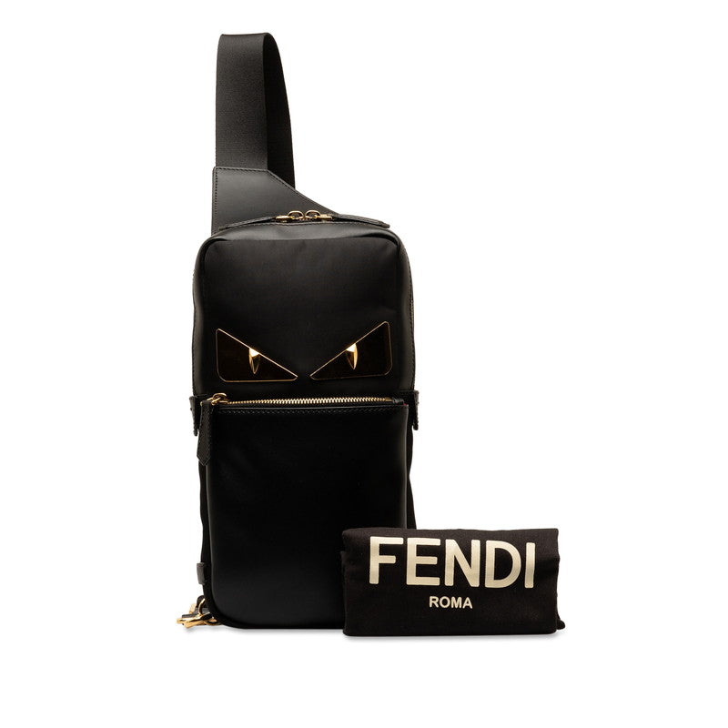 Fendi Monster Baggy Body Bag 7VZ033 Black Leather Nylon  Fendi
