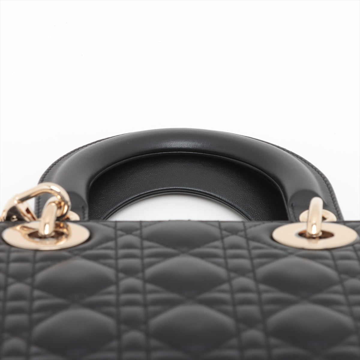 Christian Dior Miley Dior Lady Leather 2WAY Handbag Black  Charm
