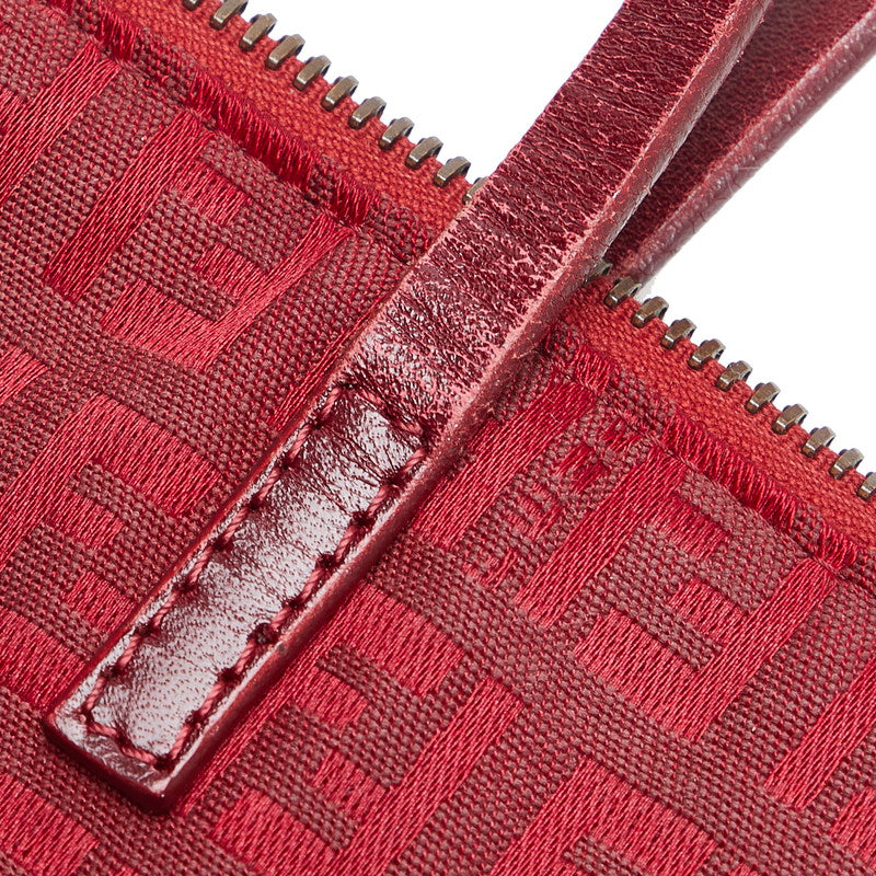 Fendi Zucchino Handbag Tote Bag 8BH022 Red Canvas Leather