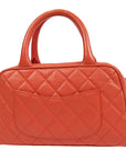 Chanel 2003-2004 Peach Orange Caviar Bowling Bag 27