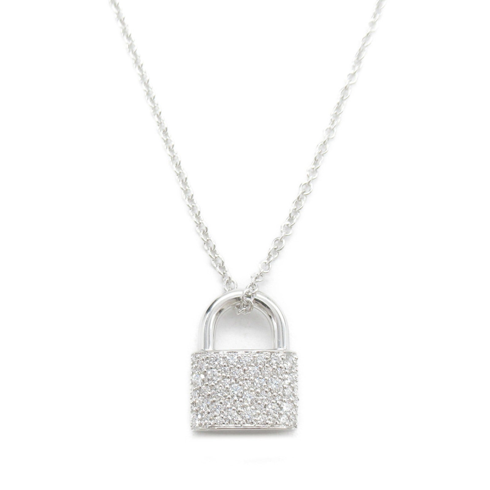 Tiffany TIFFANY&amp;CO hardware lock diamond necklace necklace jewelry K18WG (white g) diamond  clearance
