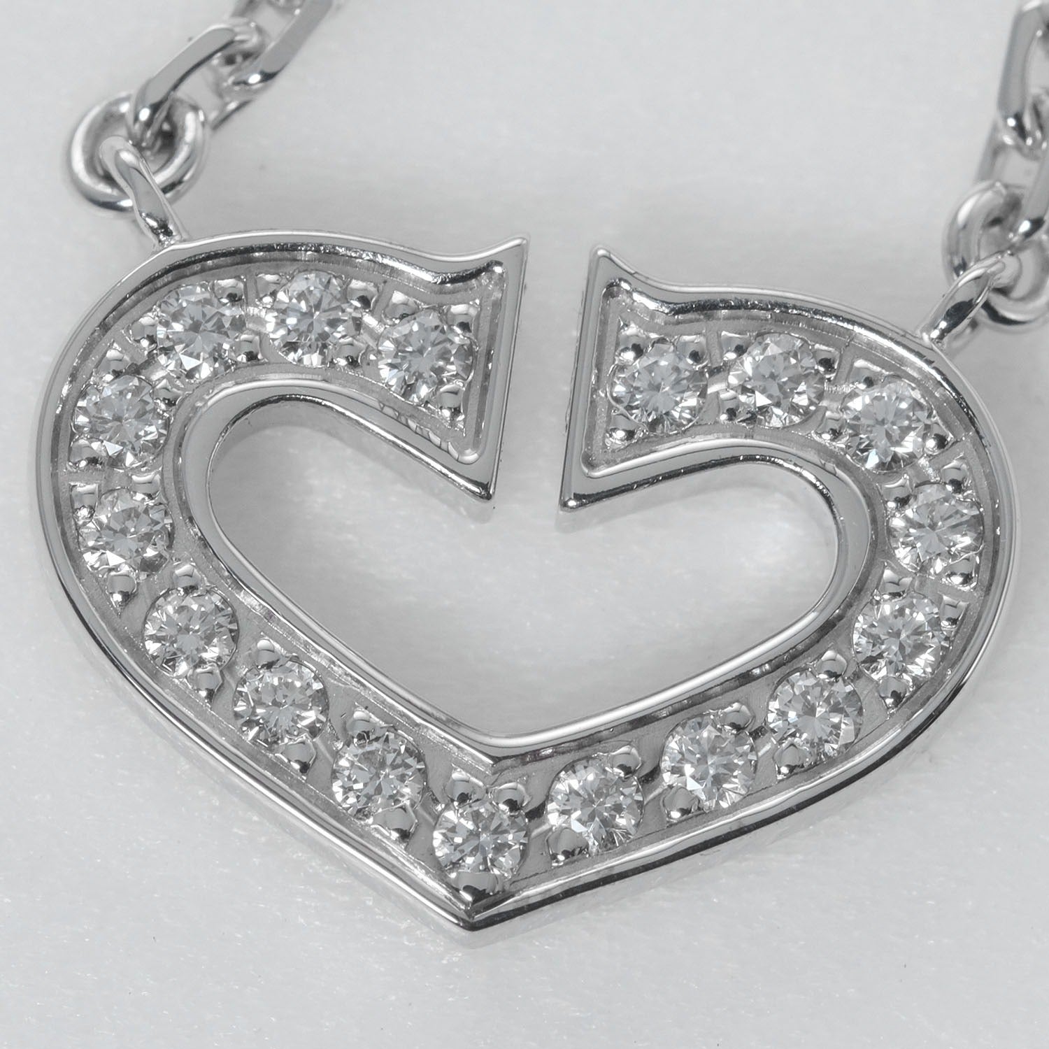 Cartier C Heart Necklace K18WG 17P Diamond White G Cartier  A+ Ranked  Collar