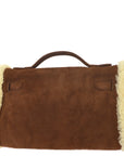 Hermes * Brown Sheepskin Pochette Kelly Handbag