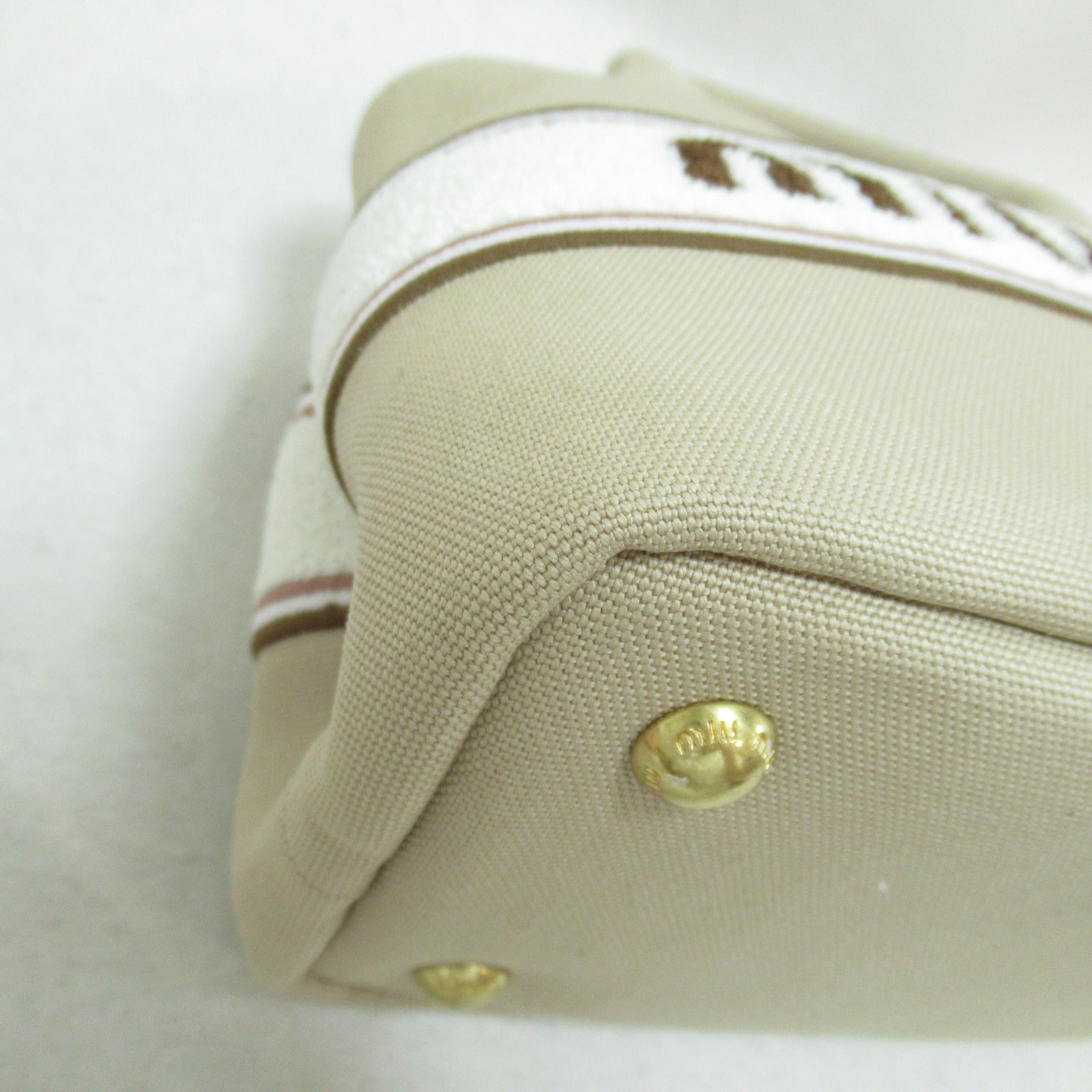 Miu Miu Miu 2w Shoulder Bag Linen  Beige / White 5BA2532F68F0065