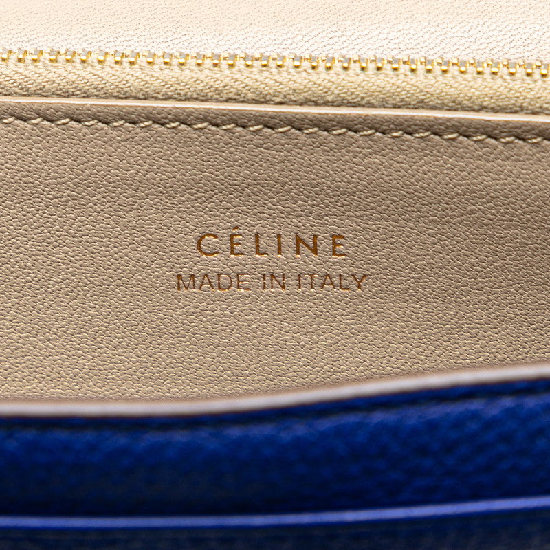 Celine Lodge Flip Multifunction Long Wallet Blue Leather Ladies Celine