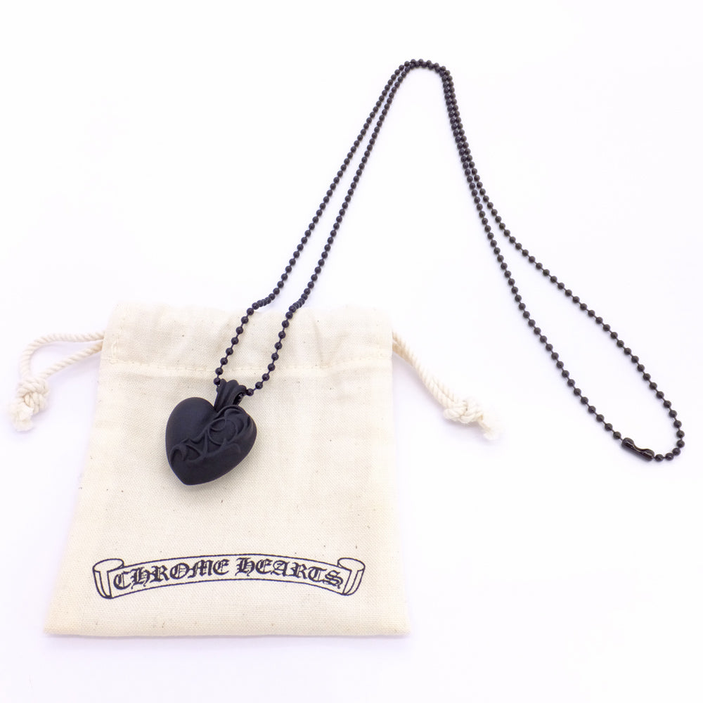 CHROME HEARTS Cromheart Laver Necklace Silicone Heart 2023 Limited Ball Chain Rubber Necklace Black Black Preservation Bag Fine Art