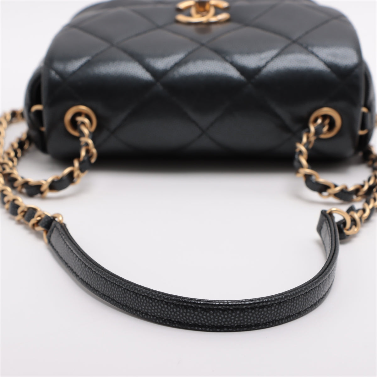 Chanel Mini Matrasse Caviar S Single Chain Bag Black G Gold